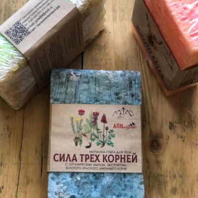 Двухслойная губка-мочалка «Сила трех корней»